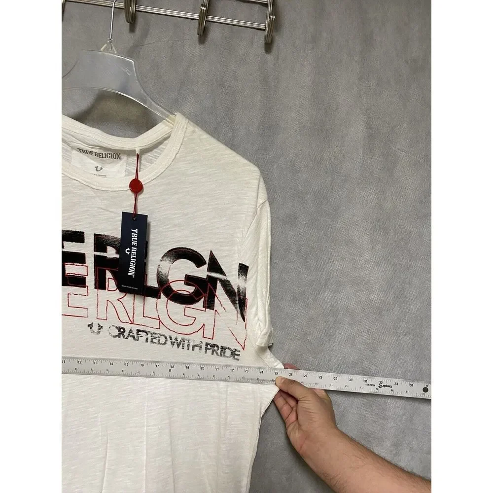 NWT True Religion Shirt Men 3XL White Spell Out Retro Streetwear Hip Hop VTG Y2K